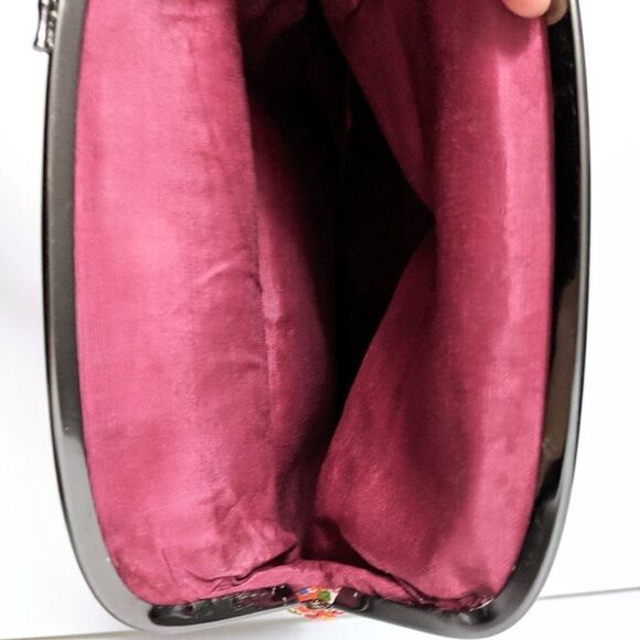 VINTAGE Foldover Orange Floral Kiss Lock Clutch - Picture 5 of 8